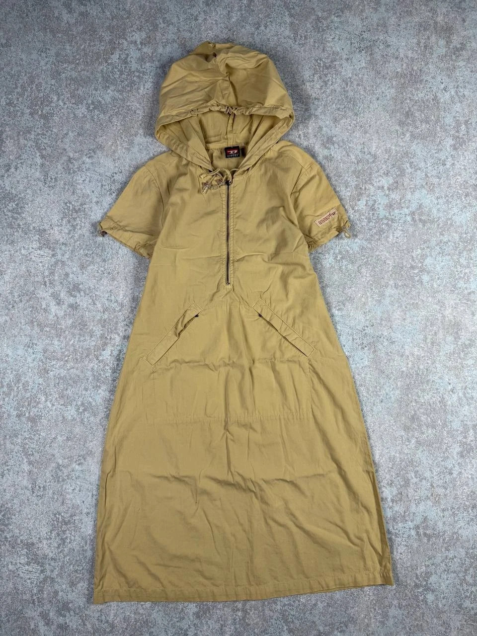 Vintage Diesel Industry Beige Hooded Dress Parachutech Style Midi Dress Size S | eBay US