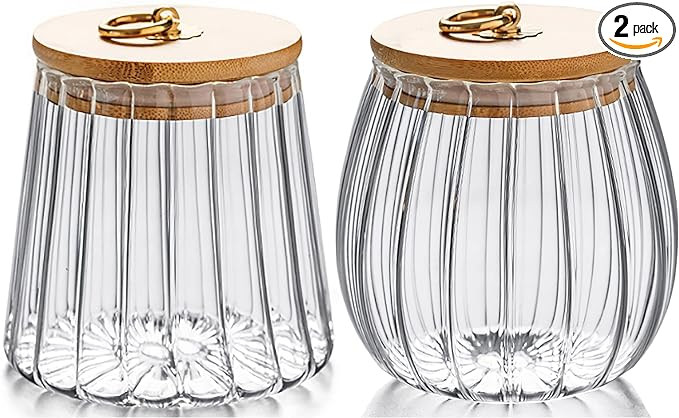 FANTESTICRYAN Small Glass Coffee Nuts Canister Airtight Storage Jar Petal Decorative Container wi... | Amazon (US)