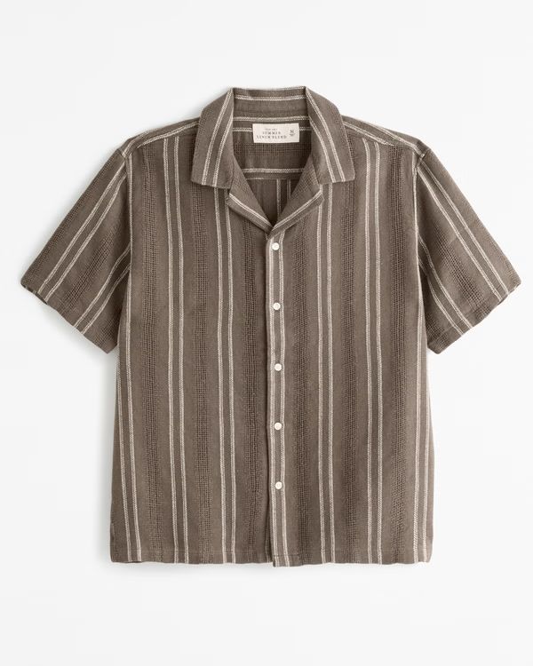 Camp Collar Linen-Blend Shirt | Abercrombie & Fitch (US)