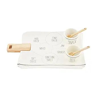 Mud Pie Bistro Board and Dip Set, White, Board 10" x 15 1/2" | Amazon (US)