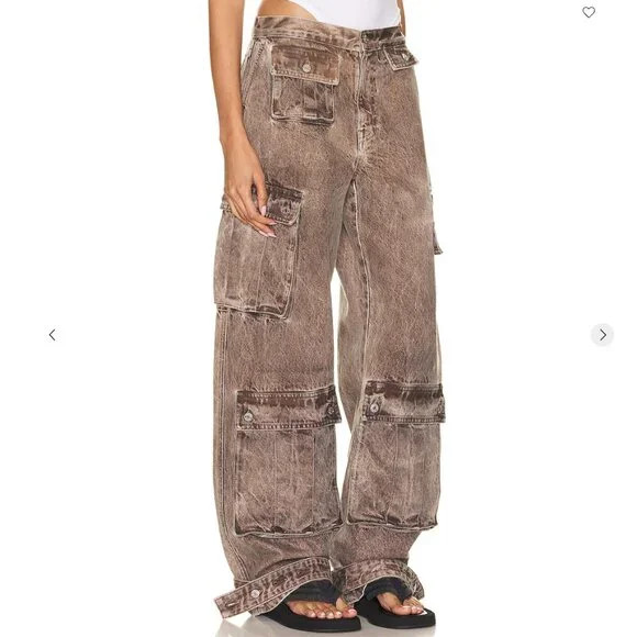 GRLFRND Lara Wide Leg Cargo Jeans in 'Rolling Loud' Brown | Poshmark