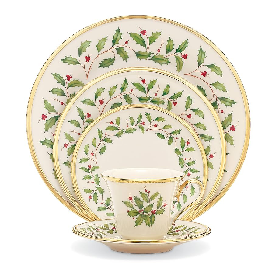 Lenox 146590600 Holiday 5-Piece Place Setting, Christmas Drinkware Set, Hosting | Amazon (US)