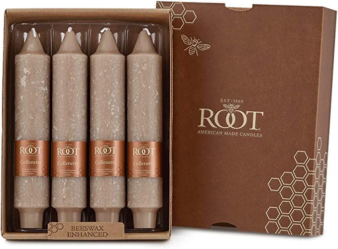 Root Candles Unscented Timberline Collenette 7-Inch Dinner Candles, 4-Count, Taupe | Amazon (US)