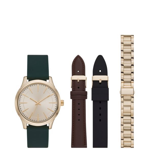 Men's Interchangeable Strap Watch Set - Goodfellow & Co™ Green | Target