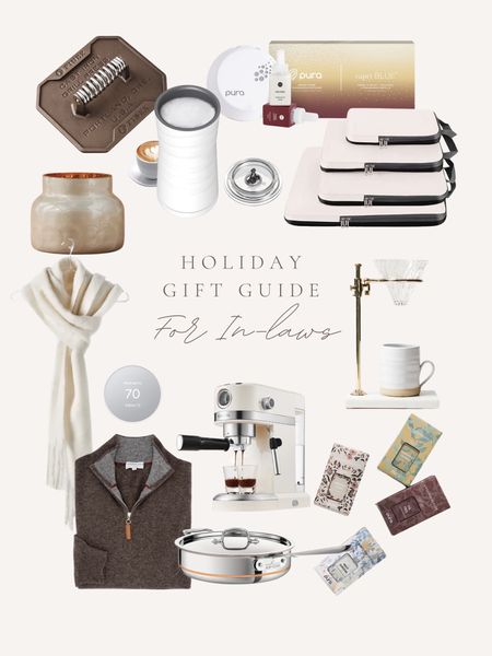 gift guide for the in-laws / gift guide essentials / gift guide for others / travel packing cubes / frother / candle / quarter zip / scarf / coffee drip / pan / espresso maker / paperweight

#LTKfamily #LTKGiftGuide #LTKHoliday