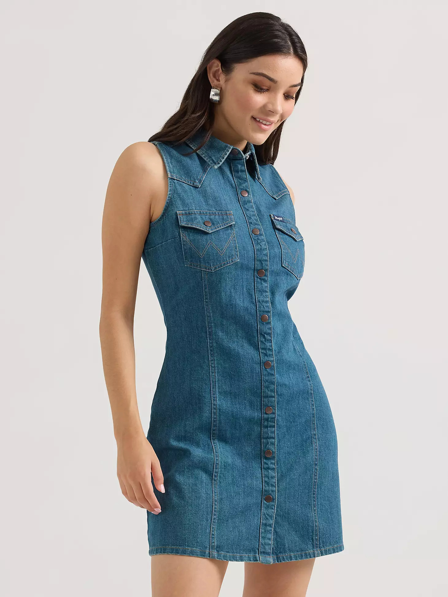 Women's Wrangler Sleeveless Western Snap Shirt Dress | Wrangler