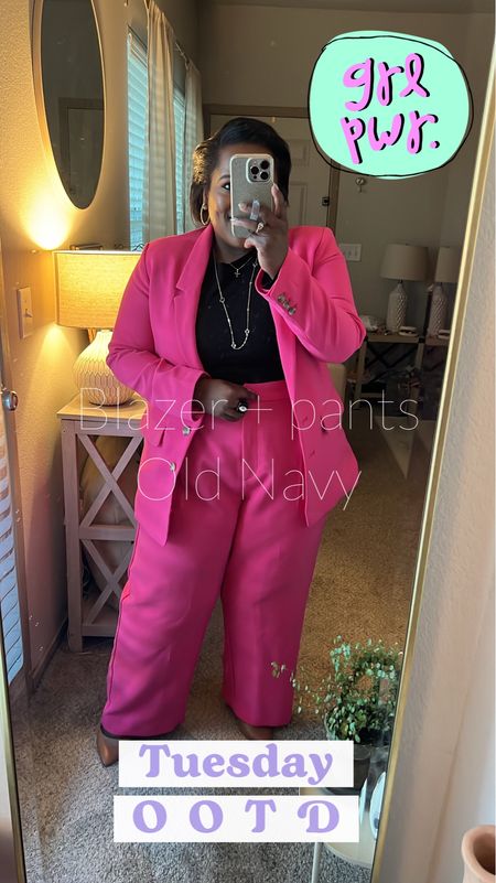 Tuesday workwear OOTD! Power of the pink!! Blazer and pants, Old Navy 🩷🩷🩷🩷

Suit separates / Leliassoutherncharm / workwear / office outfits / midsize style 

#LTKmidsize #LTKworkwear #LTKfindsunder50