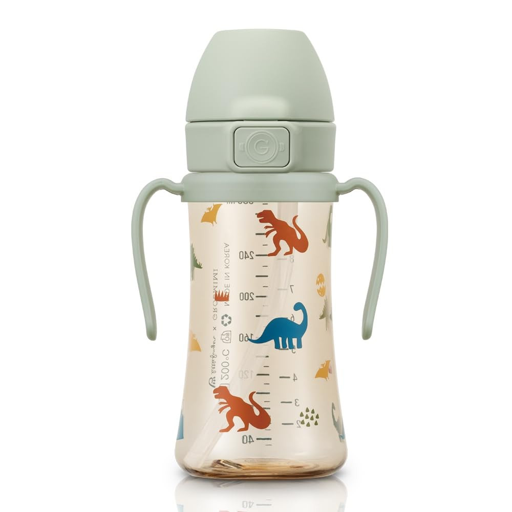 GROSMIMI Flip Top Spill Proof Sippy Cup, PPSU, BPA Free, 10 oz, Stage 2 Straw for Toddlers (Dinos... | Amazon (US)