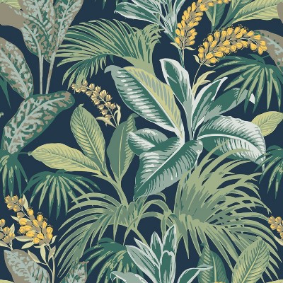 Tempaper and Co. 28 sq ft Havana Palm Peel and Stick Wallpaper Navy Nights | Target