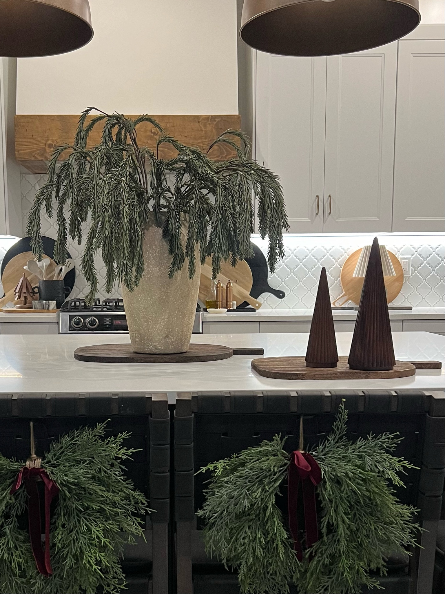 Such a pretty look! I love these draping spruce stems from Target. These are the 36” stems, best suited for a tall vase! 
Holiday greenery, Christmas decor 

#LTKHome #LTKSeasonal #LTKHoliday
