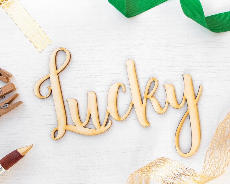 Lucky Wood Word - St. Patrick's Day Wreath Sign - Unfinished Wood Script Word - Saint Patrick's D... | Etsy (US)