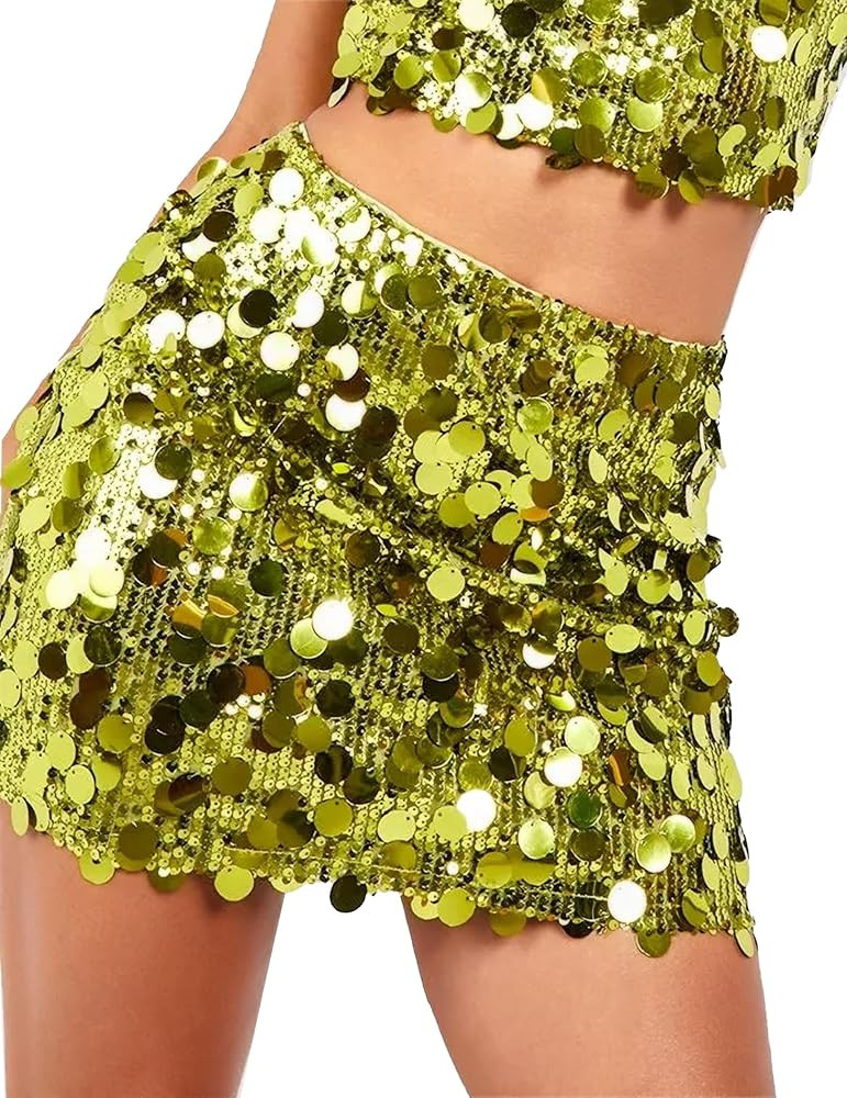 YYA Women's Sequin Skirts Shiny Sequined Holiday Mini Bodycon Skirts for Holiday Parties Outfit,S... | Amazon (US)