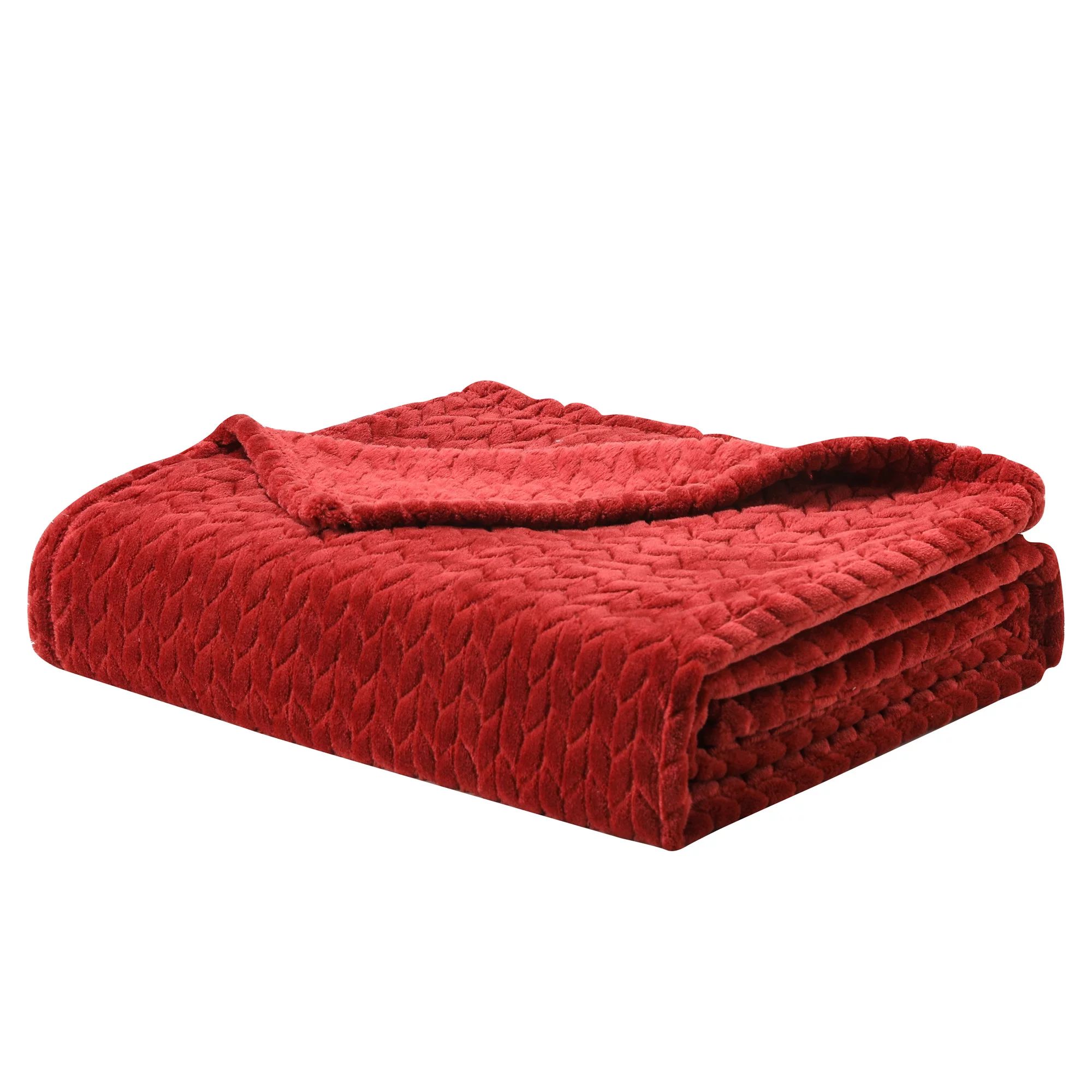 Better Homes & Gardens Rusty Brick Red Velvet Plush Throw Blanket, Oversized Throw | Walmart (US)