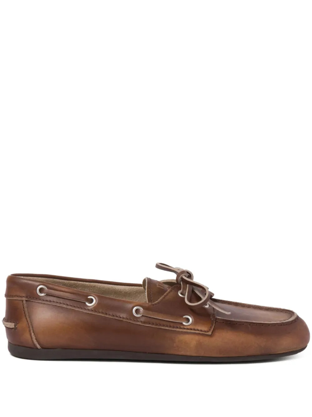 Miu Miu Bleached Leather Loafers | Brown | FARFETCH | Farfetch Global