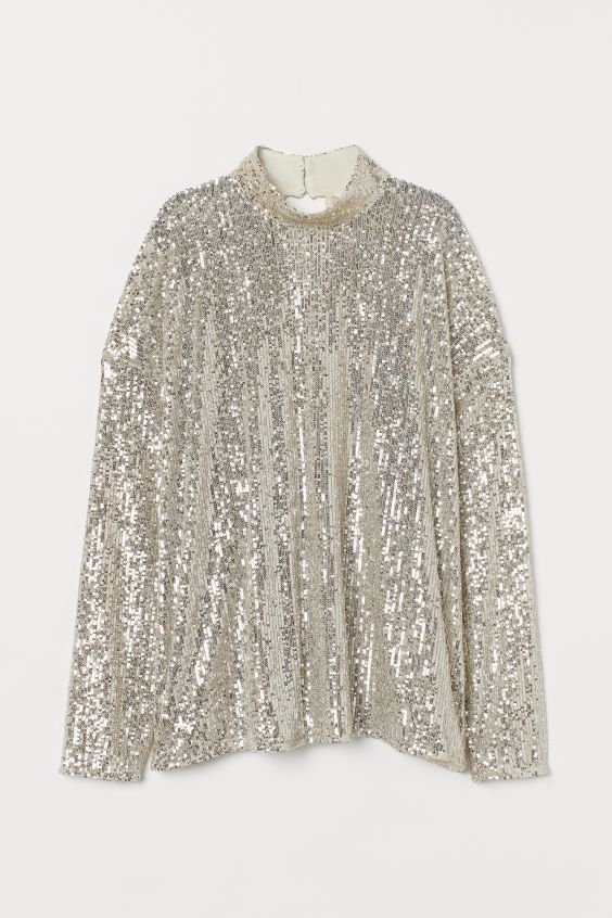 Sequined Top with High Collar | H&M (US + CA)