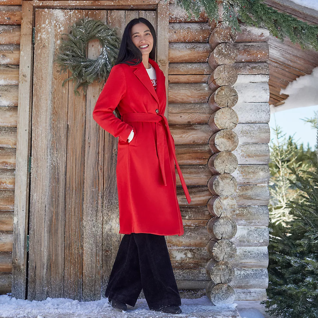 Women's Wool Wrap Long Coat | Lands' End (US)