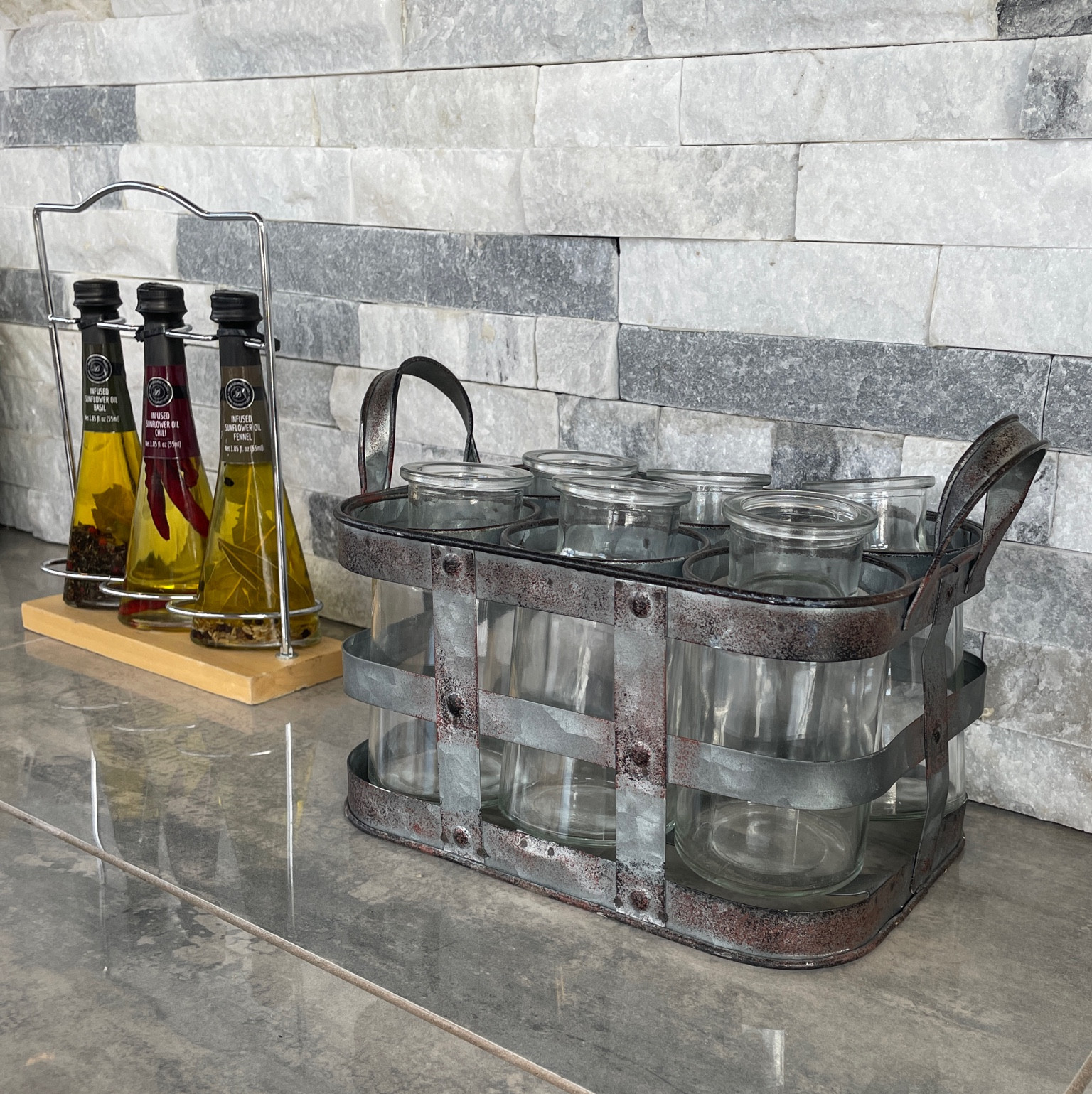 #DecorativeOliveoilvinegar #giftset #oilvinegarset #oilgiftset #metalvaseholder #metaljarholder #rustic #rustickitchen #masonjars #masonjaholder #barbecue #grill #outdoorentertaining #gift #hostessgift #giftforthecook #grilling 

#LTKhome #LTKGiftGuide #LTKFind