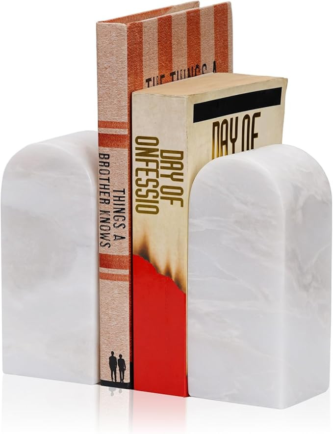 Koville African Natural Marble Bookends for Shelves, Decorative Book Ends, 7lbs Heavy-Duty Marble... | Amazon (US)
