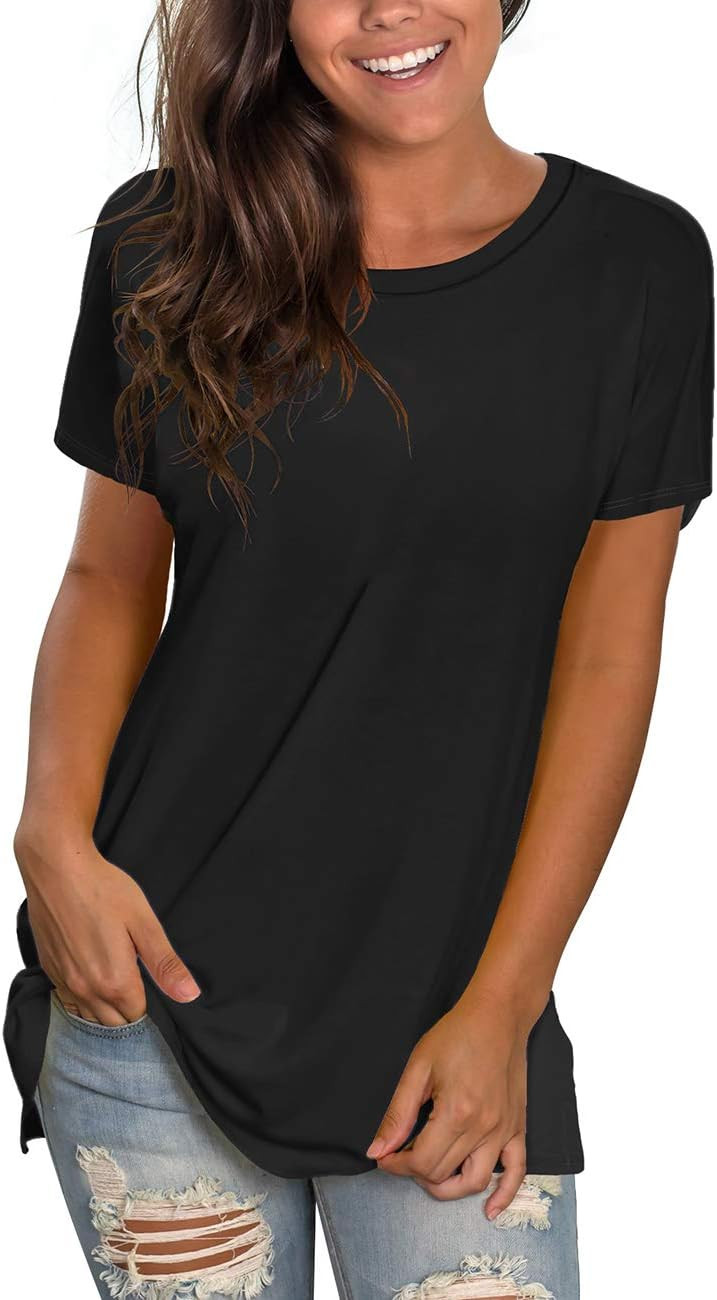Saloogoe Womens Loose Fit Tshirts Short Sleeve Summer Tops Casual Workout Yoga Tunic T Shirts Tops | Amazon (US)