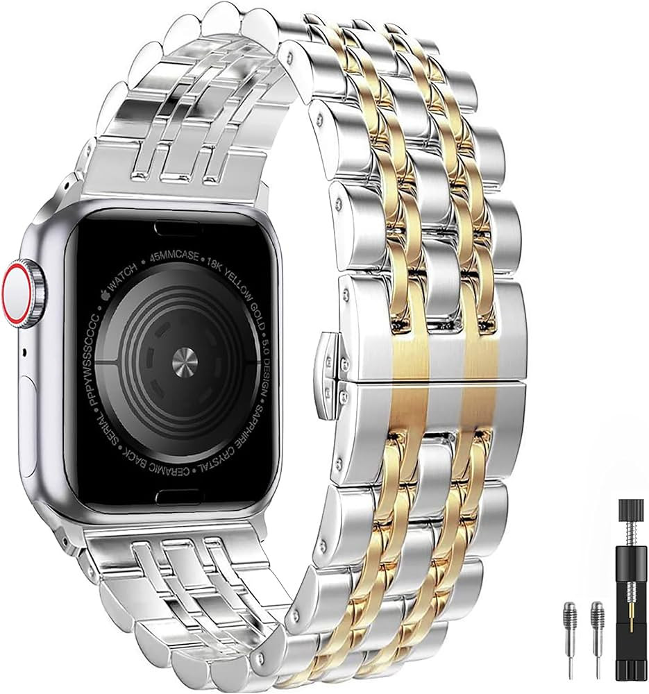 Bands Replacement for Apple Watch 38mm Series 3 2 1 40mm Series 6 5 4 SE 41mm Series 7 8 9, Stain... | Amazon (US)