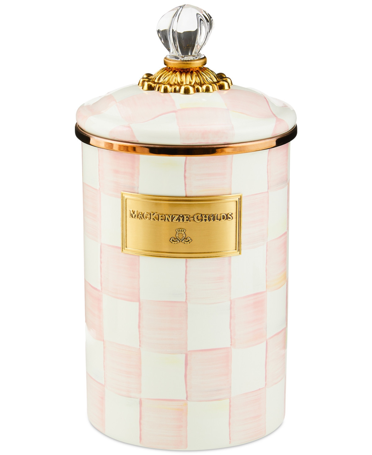 Mackenzie-Childs Rosy Check Enameled Steel Large Canister | Macy's