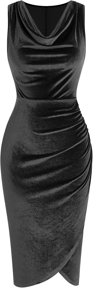 ZAFUL Womens Sleeveless Cocktail Dresses V Neck Party Midi Wedding Guest Dress Ruched Bodycon Wor... | Amazon (US)