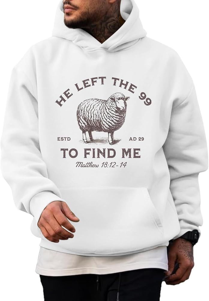 Christian Hoodies He Left The 99 To Find Me Sweatshirt Jesus Bible Verse Hoodies For Men Faith Go... | Amazon (US)