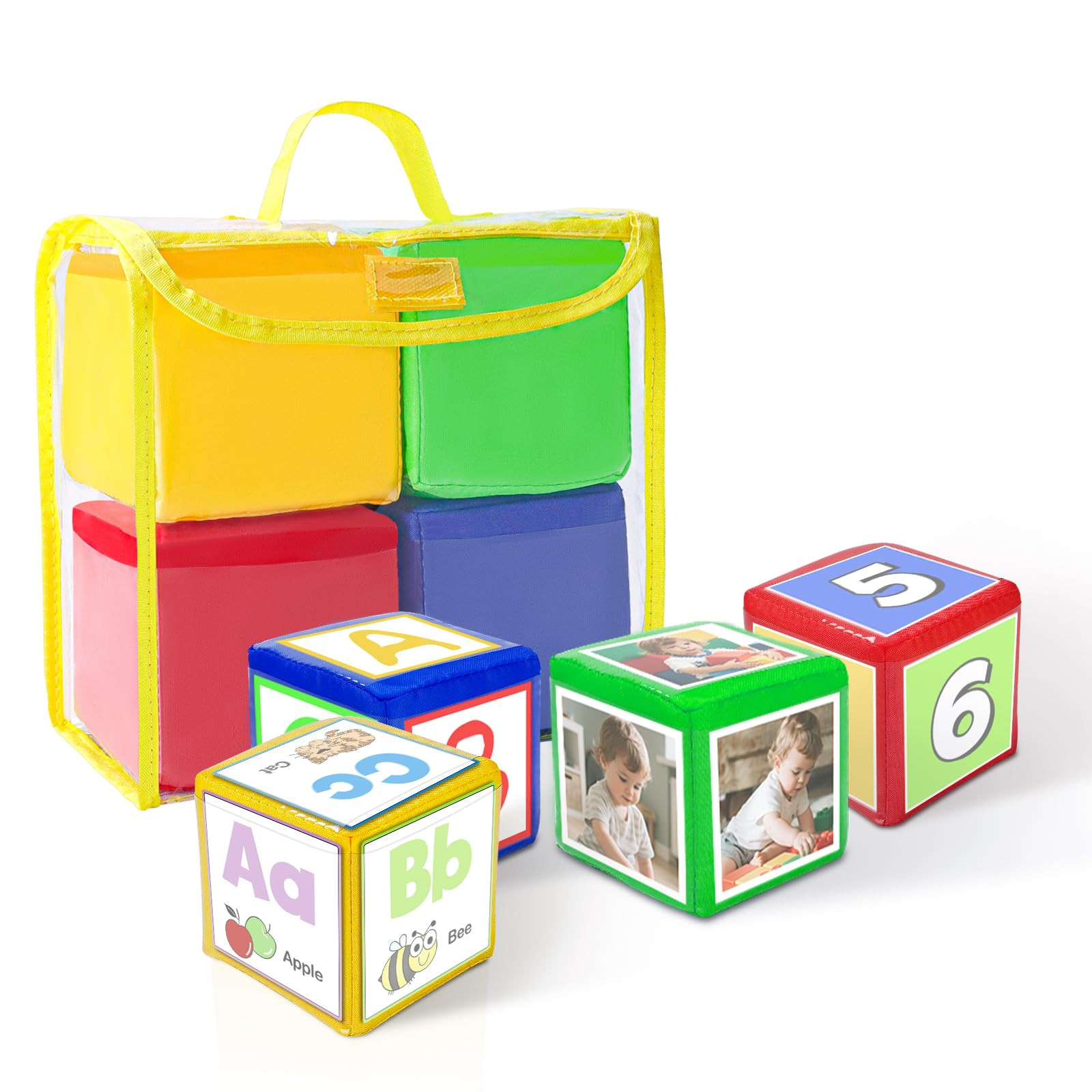 Eamay Playing Game Dice Soft Foam Cubes, Set of 4 Learn Pocket Cubes, Ages 5 Months and Up. | Amazon (US)