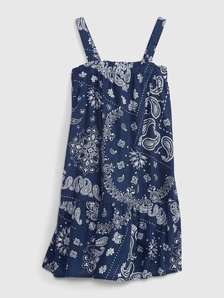 Kids Linen-Cotton Bandana Print Tiered Dress | Gap (US)