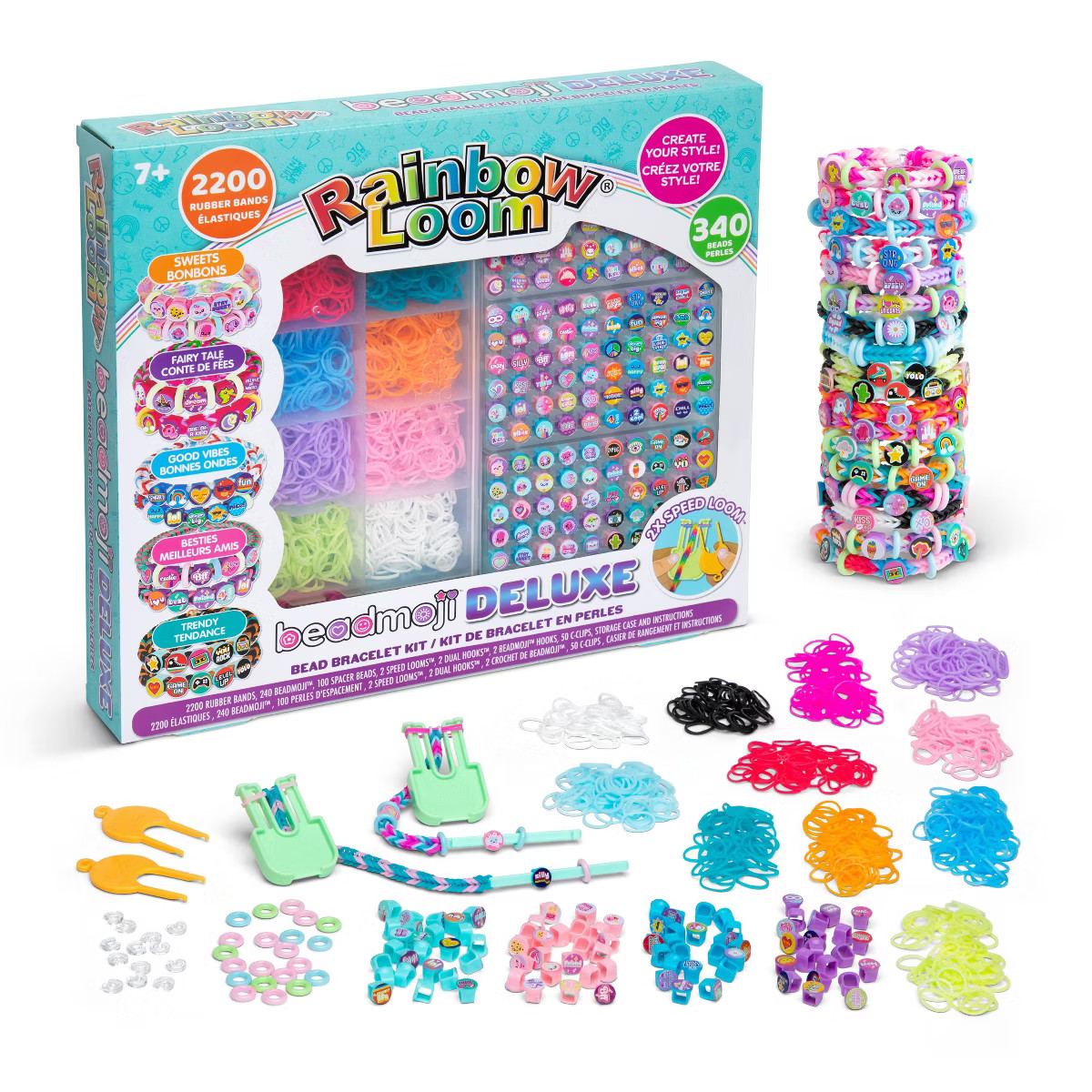 Rainbow Loom Beadmoji Deluxe Craft Kit: Rubber Band & Bead Bracelet Making Set for Kids 7+ | Target