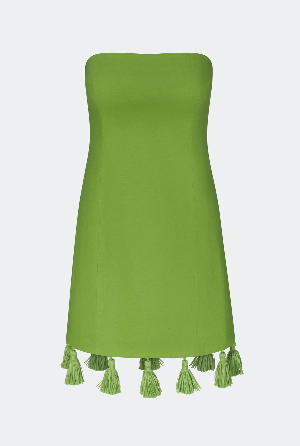 Freya Linen Tassel Mini Dress in Matcha | Simon Miller