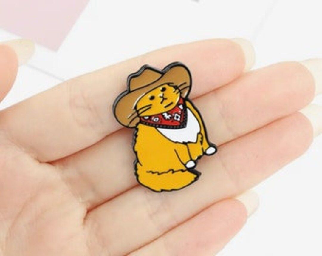 Cat Enamel Pin - Cowboy Cat Themed Gifts - Anime Enamel Pin For Cat Lover Gift - Cat Brooch - Ora... | Etsy (US)