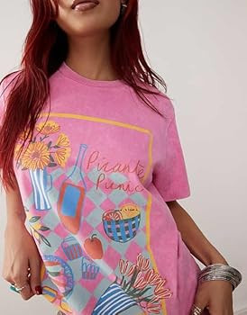 Y2k Oversized Summer Tops for Women Cute Bow Fruit Loose T Shirts Crew Neck Aesthetic Graphic Sho... | Amazon (US)