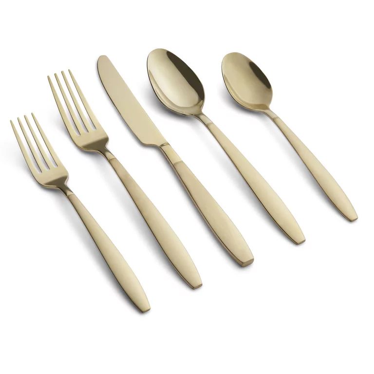 Graze by Cambridge Mathison Champagne Sand & Mirror 18/0 Stainless Steel 20-piece Flatware Set, S... | Walmart (US)