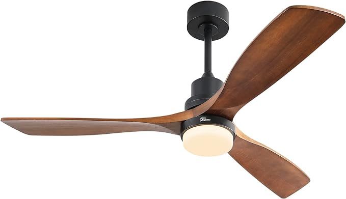 Sofucor 52'' Wood Ceiling Fan With Lights Remote Control 3 Wood Fan Blade Ceiling Fans Noiseless ... | Amazon (US)