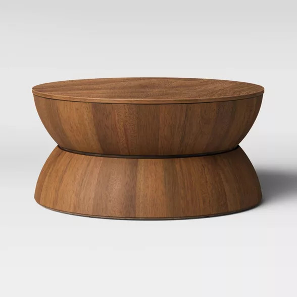 Prisma Round Natural Wood Turned Drum Coffee Table Brown - Project 62™ | Target