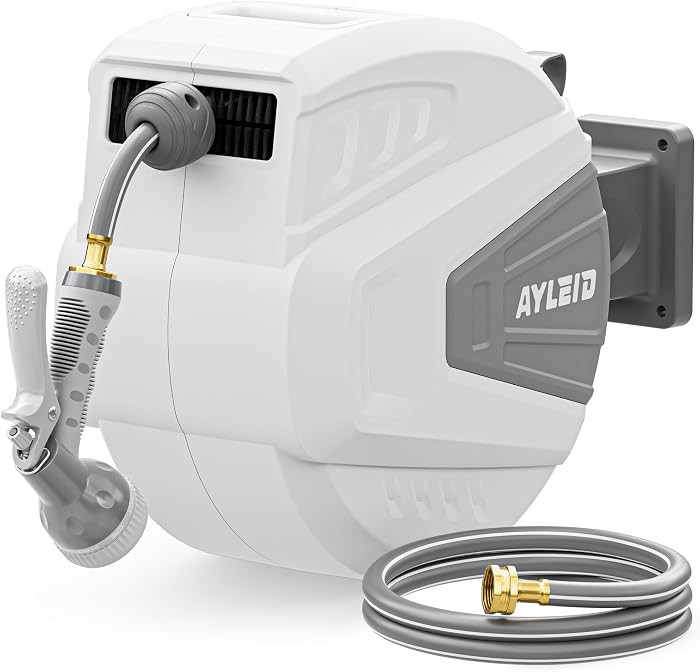 Retractable Rubber Hybrid Garden Hose Reel, 1/2"x100ft Wall Mount | Amazon (US)