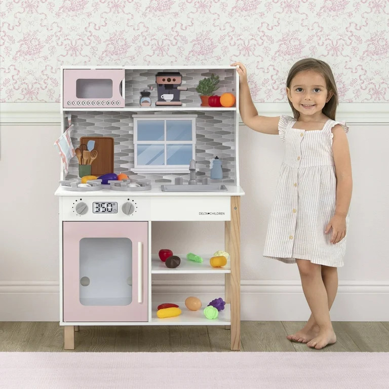 Delta Children Tiny Chef Play Kitchen - Toy Kitchen Playset with Realistic Knobs that Turn/Click,... | Walmart (US)