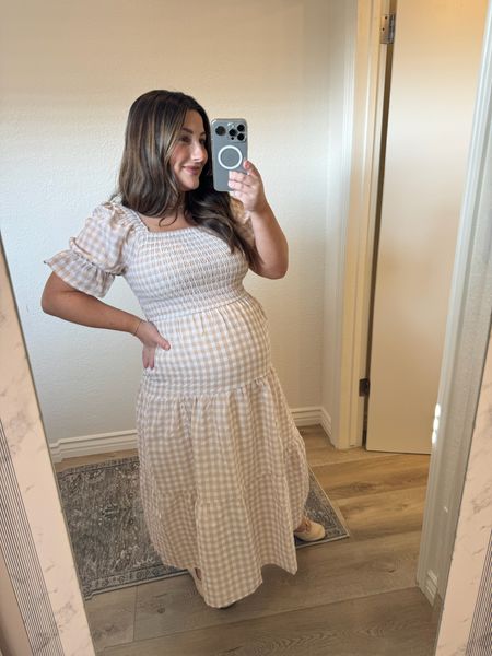 Plaid summer dress is so cute!! Love the length, it’s petite friendly! I’m 5’0” and 36 weeks pregnant here, wearing size small! Size up if you’re in your third trimester! 

Linked similar styles too!! 

Dress with sleeves, bump friendly, maternity dress, baby shower dress, petite fashion, midi dress 

#LTKBump #LTKStyleTip #LTKFindsUnder50