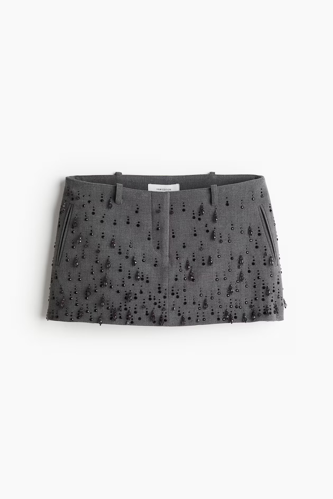 Embellished skort - Low waist - Short - Dark grey marl - Ladies | H&M GB | H&M (UK, MY, IN, SG, PH, TW, HK)