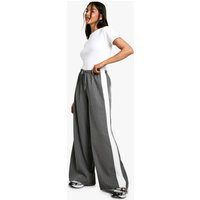 boohoo Women's Pinstripe Drawstring Waist Wide Leg Trouser in Grey | Size: 18R | Boohoo.com (UK & IE)