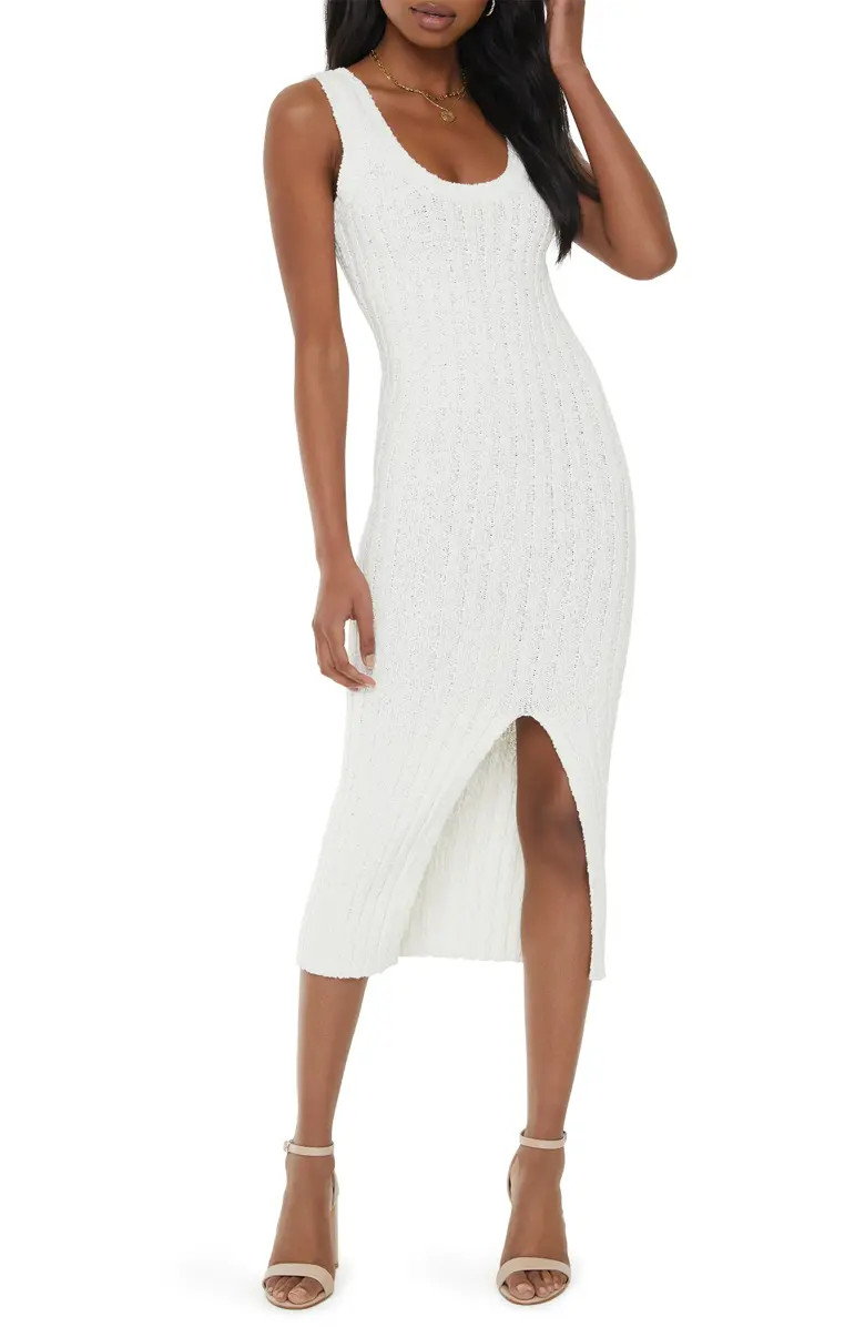 Sleeveless Side Slit Ribbed Cotton Body-Con Dress | Nordstrom