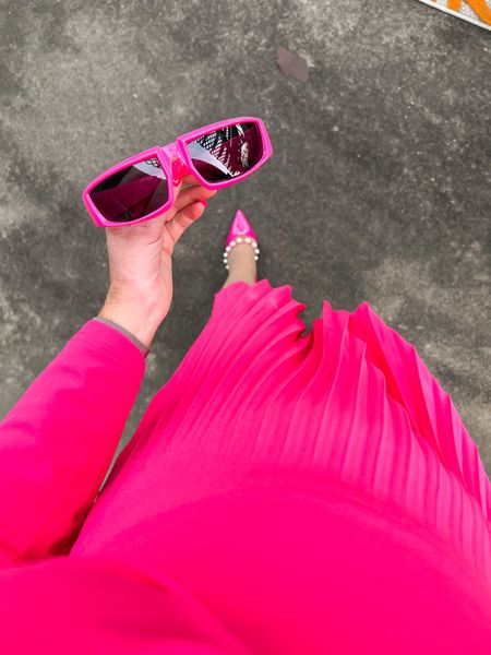 Feeling a little Legally blonde with a little Barbie in these pink pieces - pink pleated work dress - pink Pearl detail heels - pink sunglasses - trendy sunglasses - 90s sunglasses - y2k sunglasses - Amazon Fashion - Amazon fashion finds - spring outfit - spring style - spring accessories - Easter dress 

#LTKunder50 #LTKworkwear #LTKSeasonal