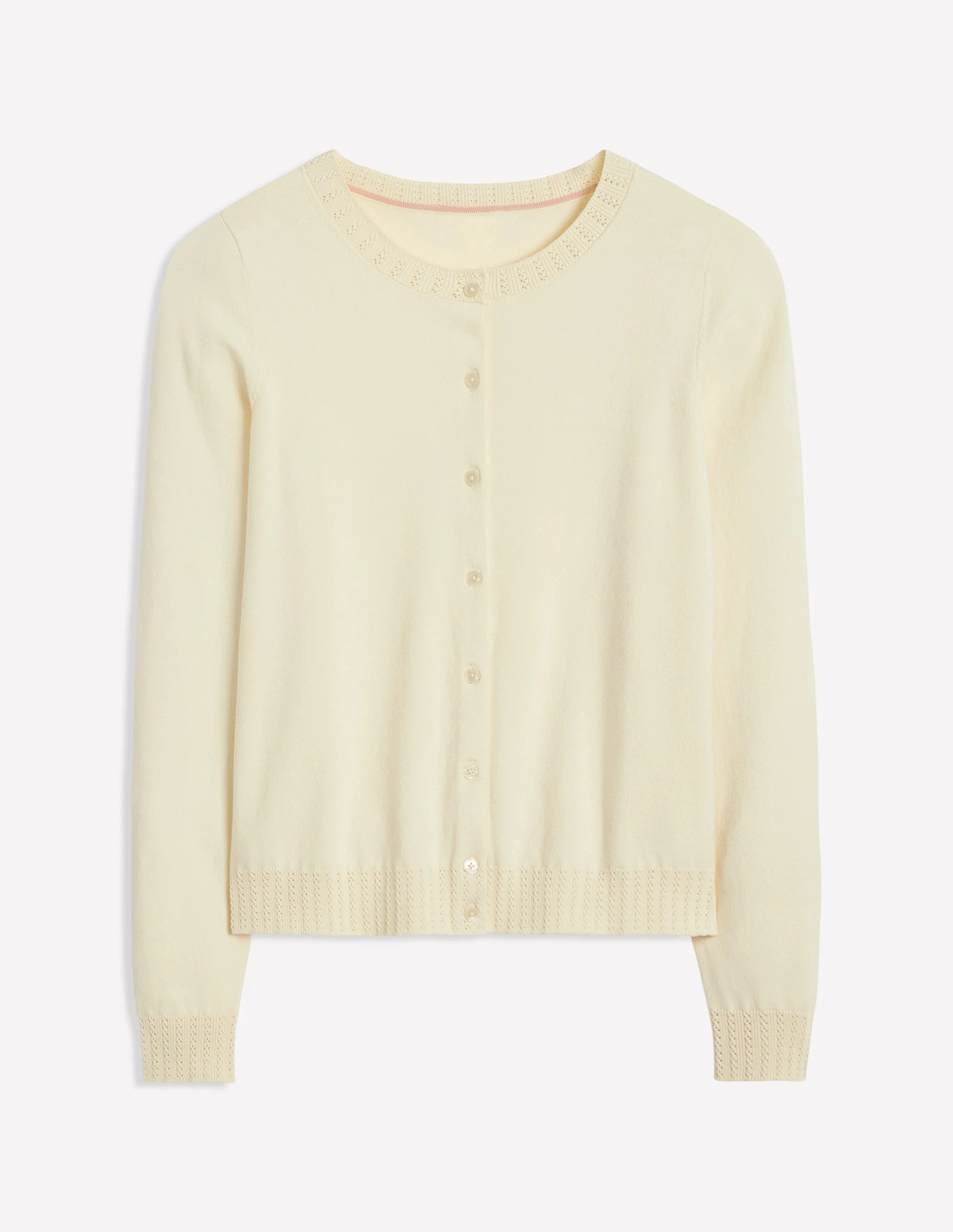 Emilia Cotton Crew Cardigan-Warm Ivory | Boden (US)