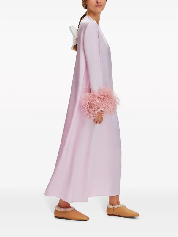 Sleeper Suzi Detachable feather-cuffs Maxi Dress | Pink | FARFETCH | Farfetch Global