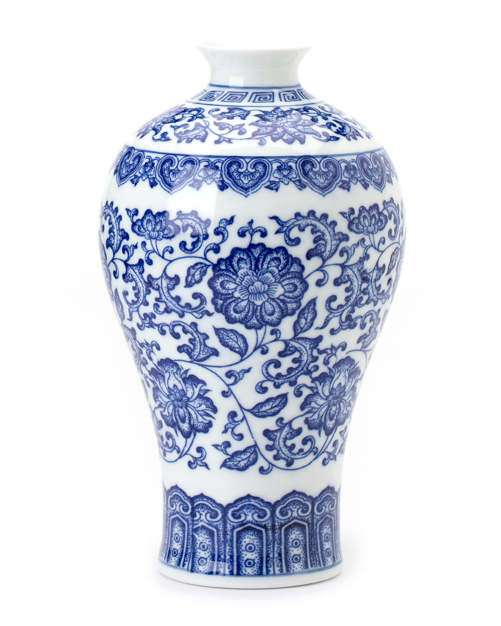 Blue and White Chinoiserie Ginger Jar Vase for Home Decor, Porcelain, 9" H | Amazon (US)