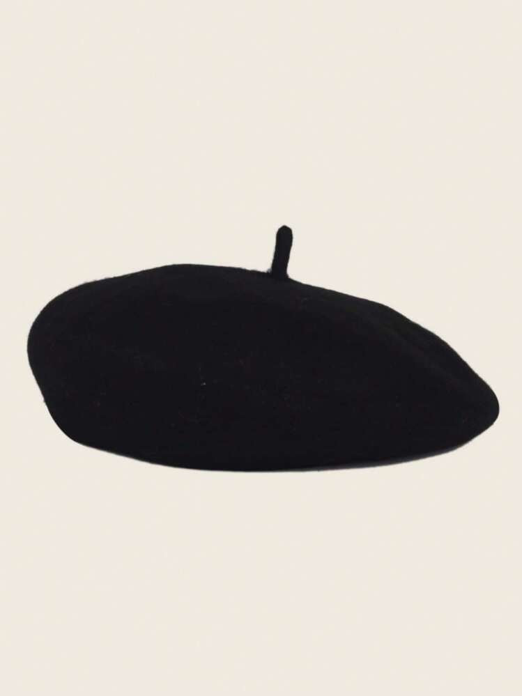 1pc Unisex Black Color Y2k Style Lightweight Breathable Fashionable Beret Hat Suitable For Daily ... | SHEIN