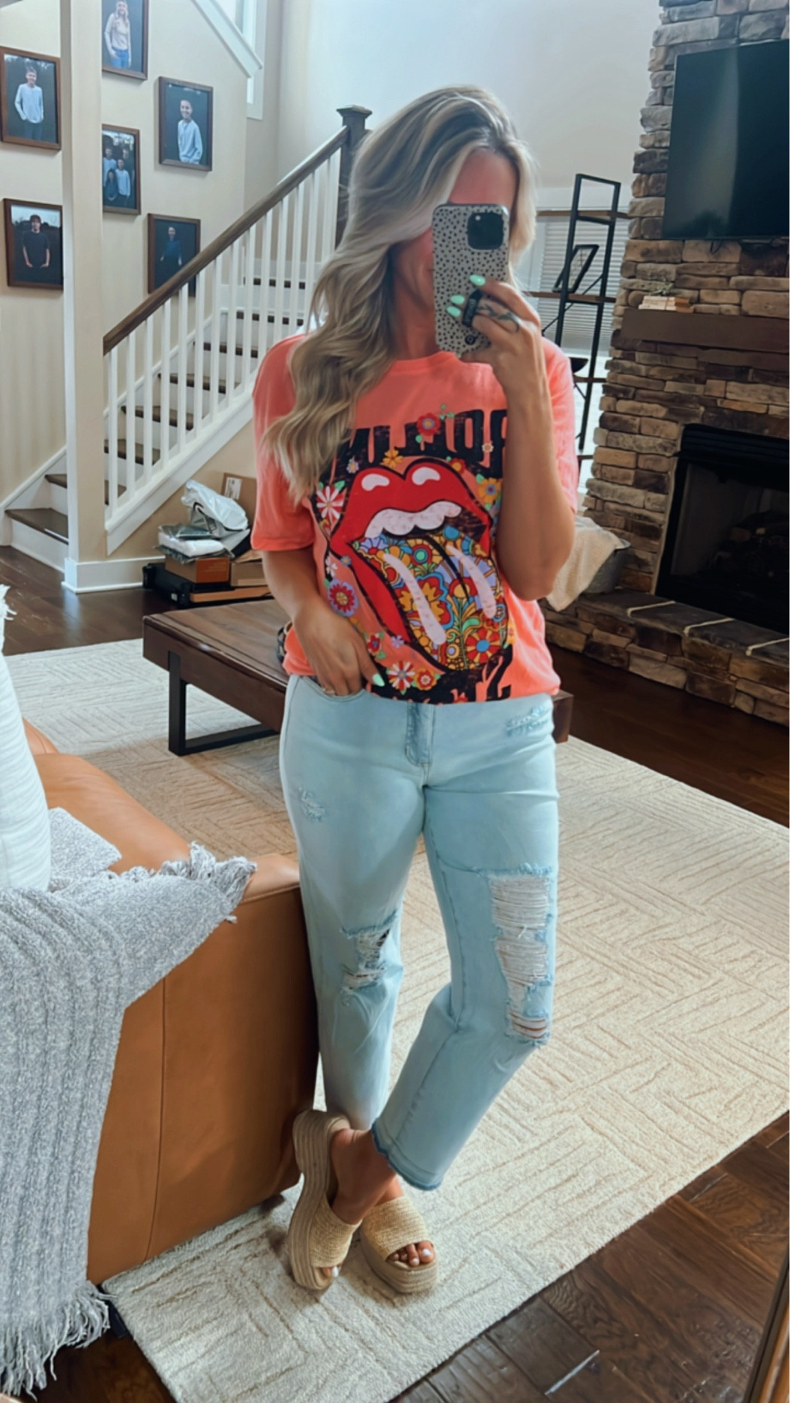 Walmart graphic tees are the best! Only $9, super comfy, and stylish. I paired with a pair of distressed light wash jeans from Walmart for the perfect casual mom outfit. Wear with heels or fashionable sneakers for an easy, effortless look!!! Wearing a size 8 in the jeans TTS

#LTKSeasonal #LTKFindsUnder100 #LTKFindsUnder50