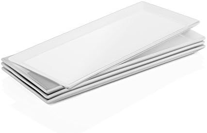 Amazon.com | DOWAN Long Serving Platters, 14.5" Serving Plates Rectangle, White Sushi Plate Oven ... | Amazon (US)
