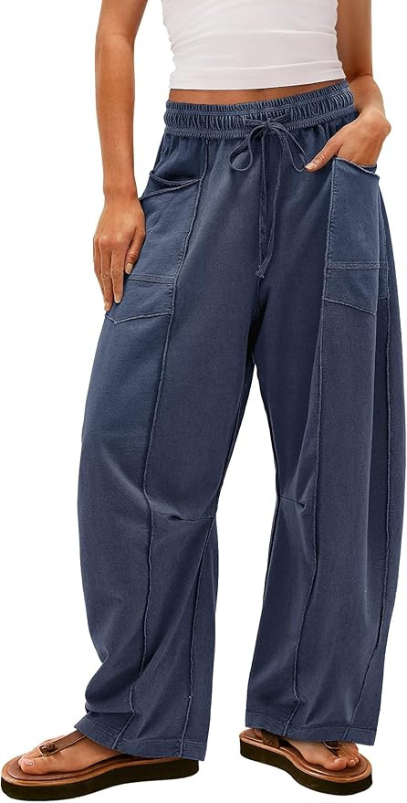 Yanekop Womens Baggy Wide Leg Pants Casual Fall Trousers Palazzo Pants Drawstring Waist Barrel Sw... | Amazon (US)